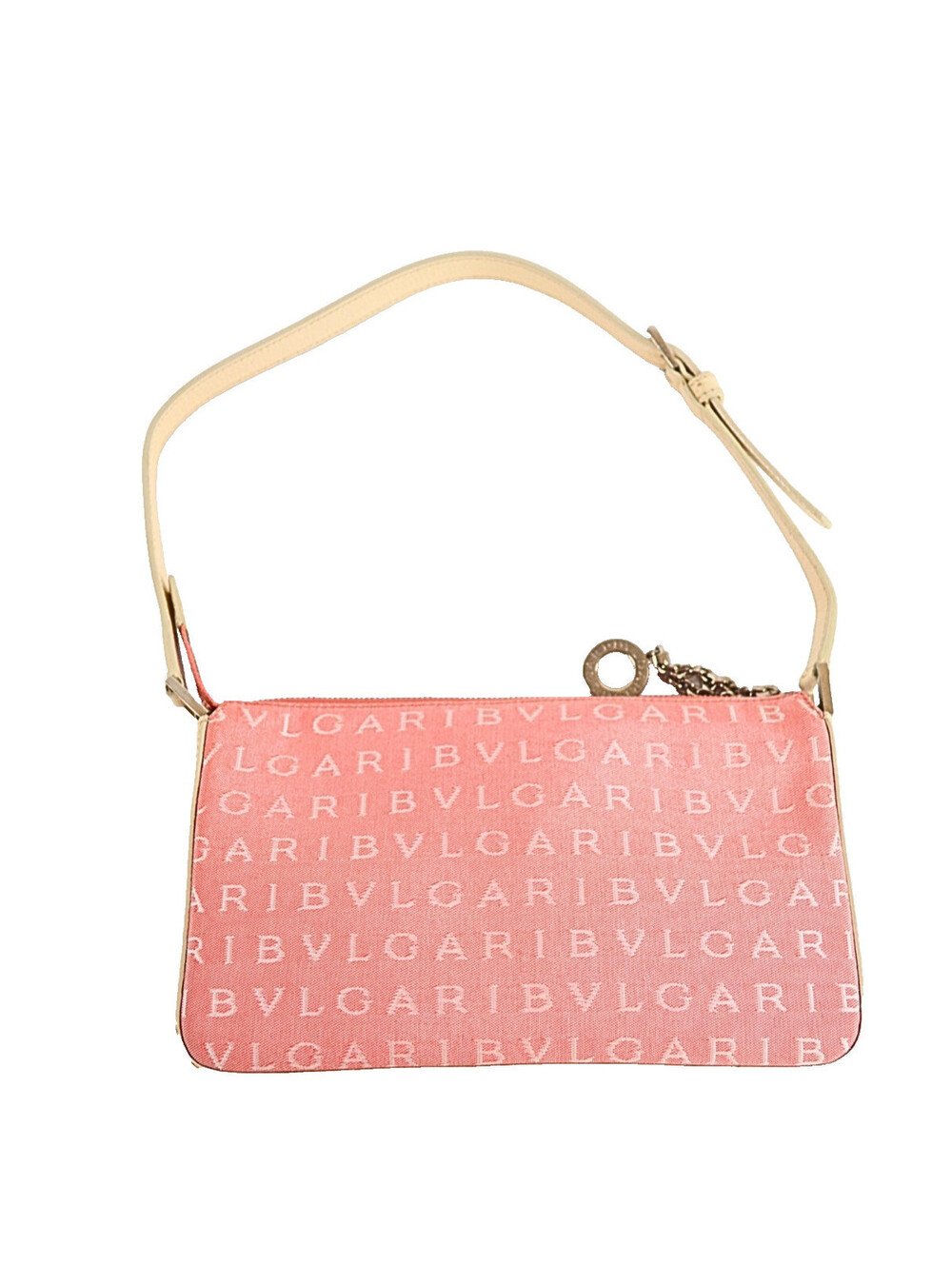 BVLGARI Logo Mania Shoulder Bag Pink Ivory Canvas